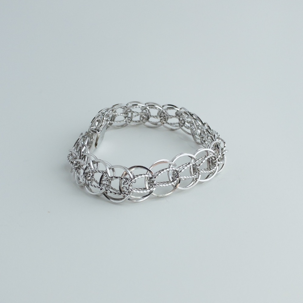 Forstner Vintage Sterling Silver Charm Bracelet Mesh Twisted Weave Chain 7.5in - Picture 5 of 16